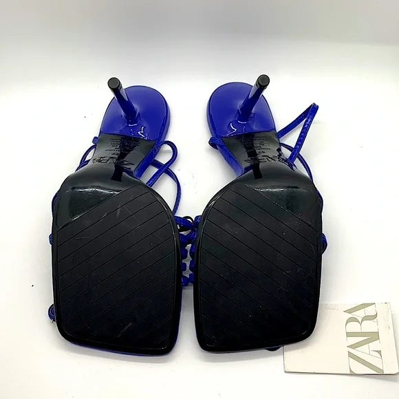Zara NWT Sexy Royal Blue Strappy Sandal Heels Shoes **Sz 37/US Sz 6.5** 🔥🔥 - Picture 4 of 6